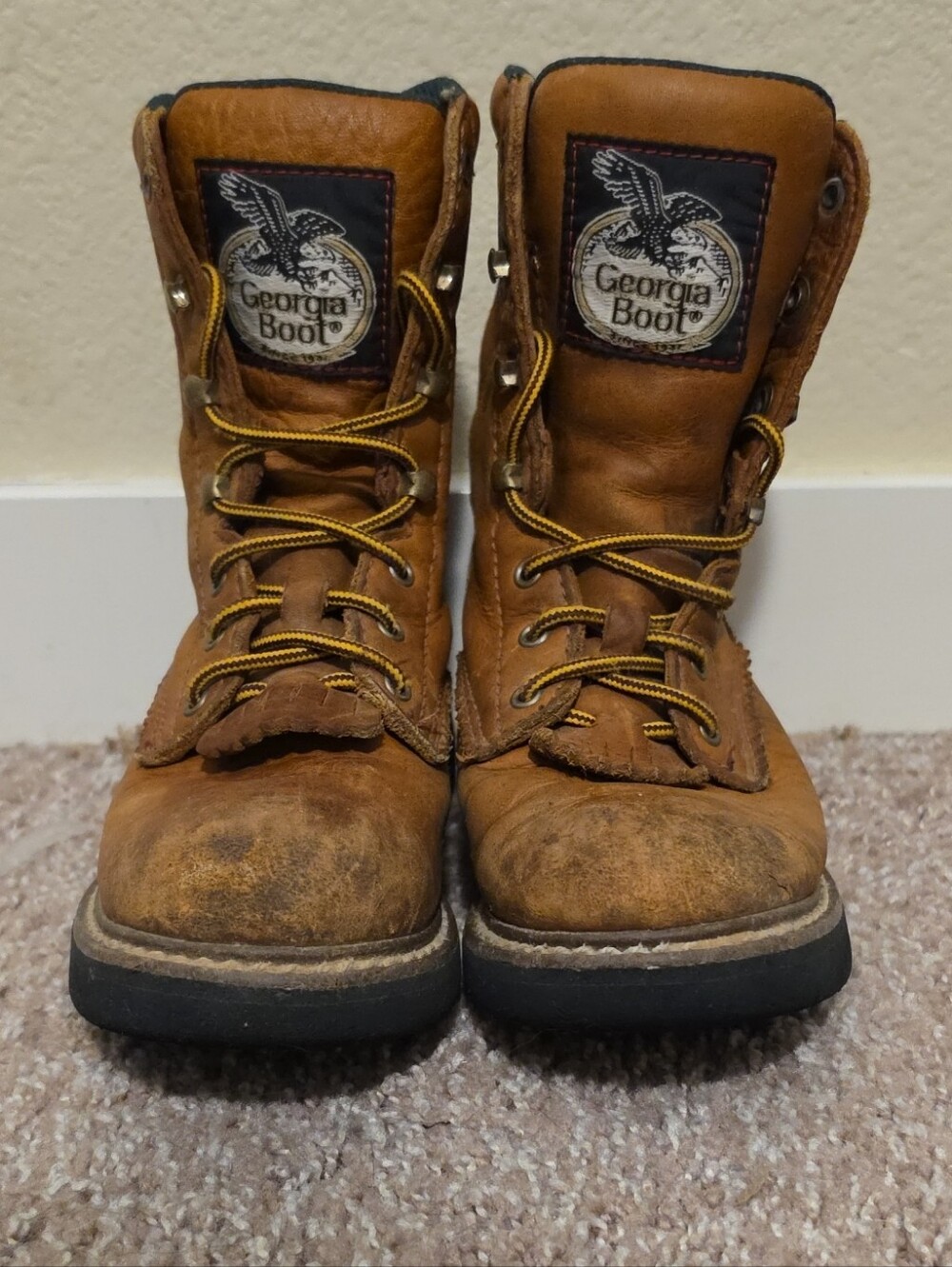 Georgia Boot Kids Tan Leather Lace-Up Work Boots